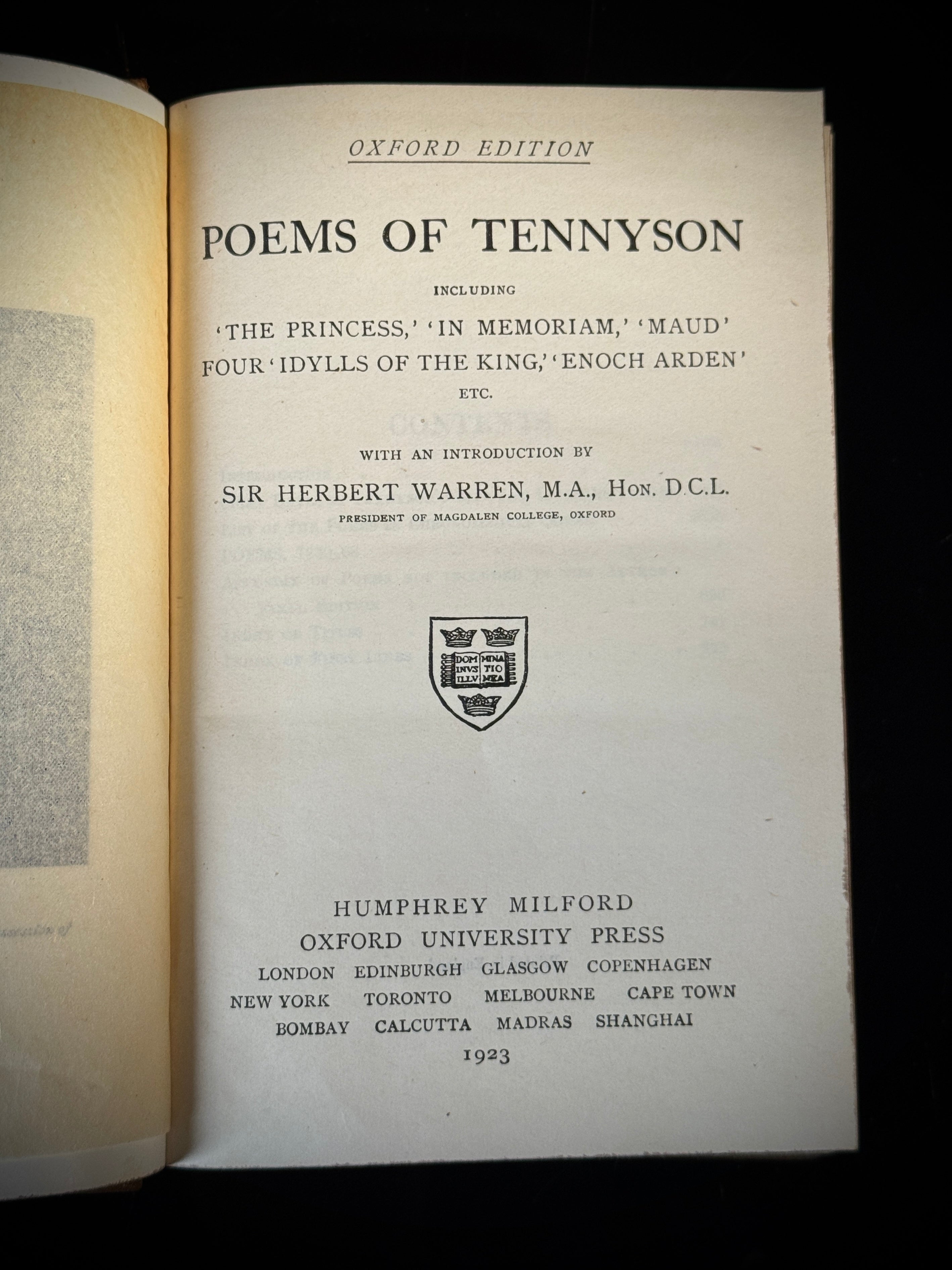 Oxford Leather-Bound Poetry Trio – Shakespeare, Wordsworth & Tennyson, 1922–1923