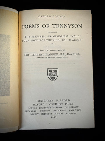 Oxford Leather-Bound Poetry Trio – Shakespeare, Wordsworth & Tennyson, 1922–1923
