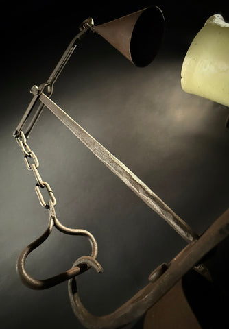 Wrought Iron Drop Snuffer Candle Holder – Lever Gravity Extinguisher, Antique Rustic Centerpiece