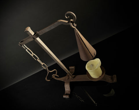 Wrought Iron Drop Snuffer Candle Holder – Lever Gravity Extinguisher, Antique Rustic Centerpiece
