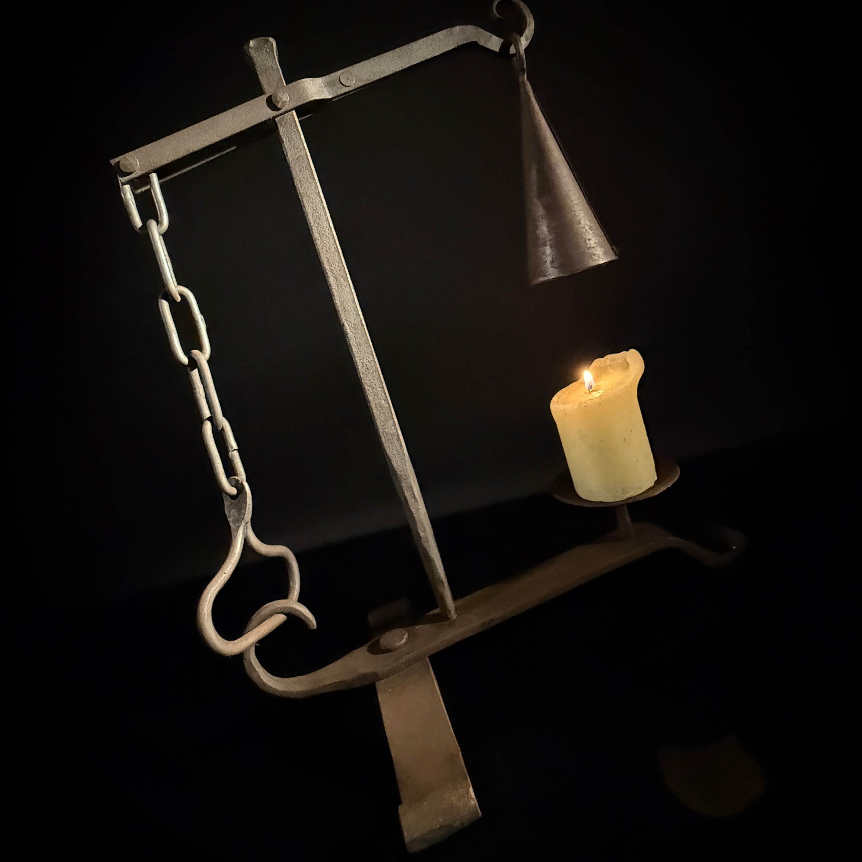 Wrought Iron Drop Snuffer Candle Holder – Lever Gravity Extinguisher, Antique Rustic Centerpiece