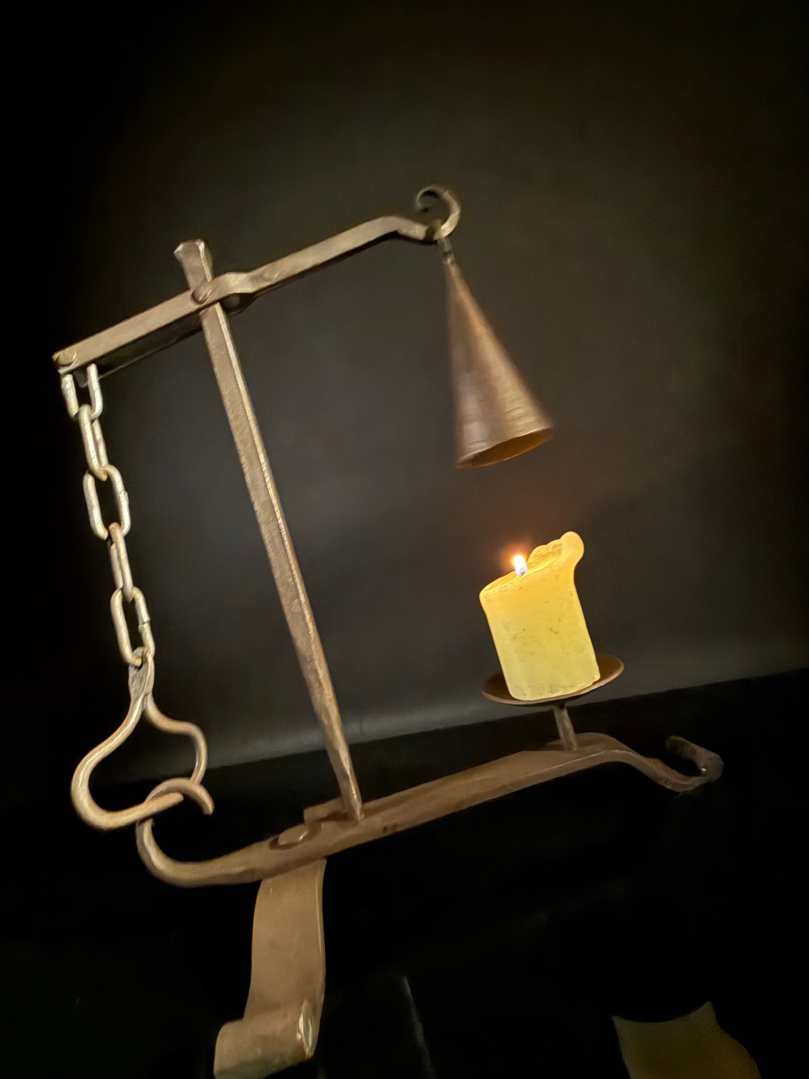 Wrought Iron Drop Snuffer Candle Holder – Lever Gravity Extinguisher, Antique Rustic Centerpiece