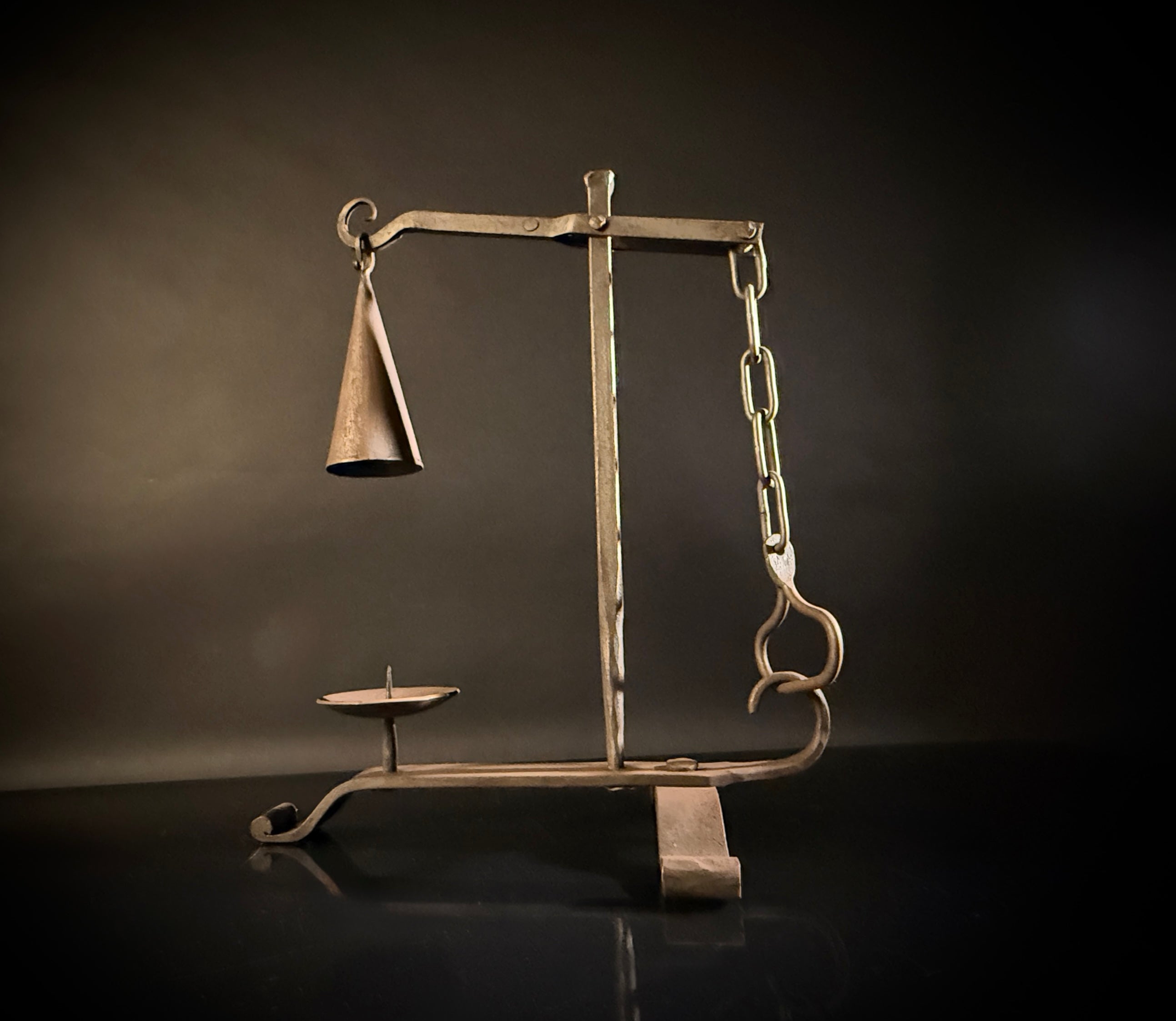 Wrought Iron Drop Snuffer Candle Holder – Lever Gravity Extinguisher, Antique Rustic Centerpiece