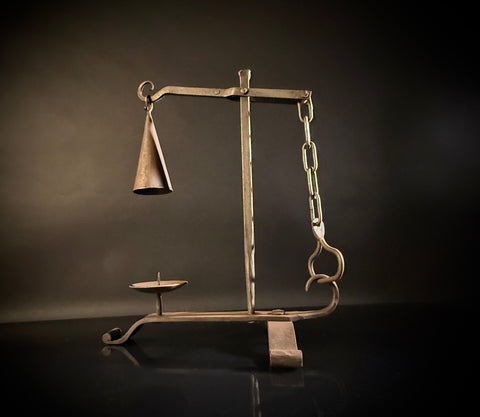 Wrought Iron Drop Snuffer Candle Holder – Lever Gravity Extinguisher, Antique Rustic Centerpiece
