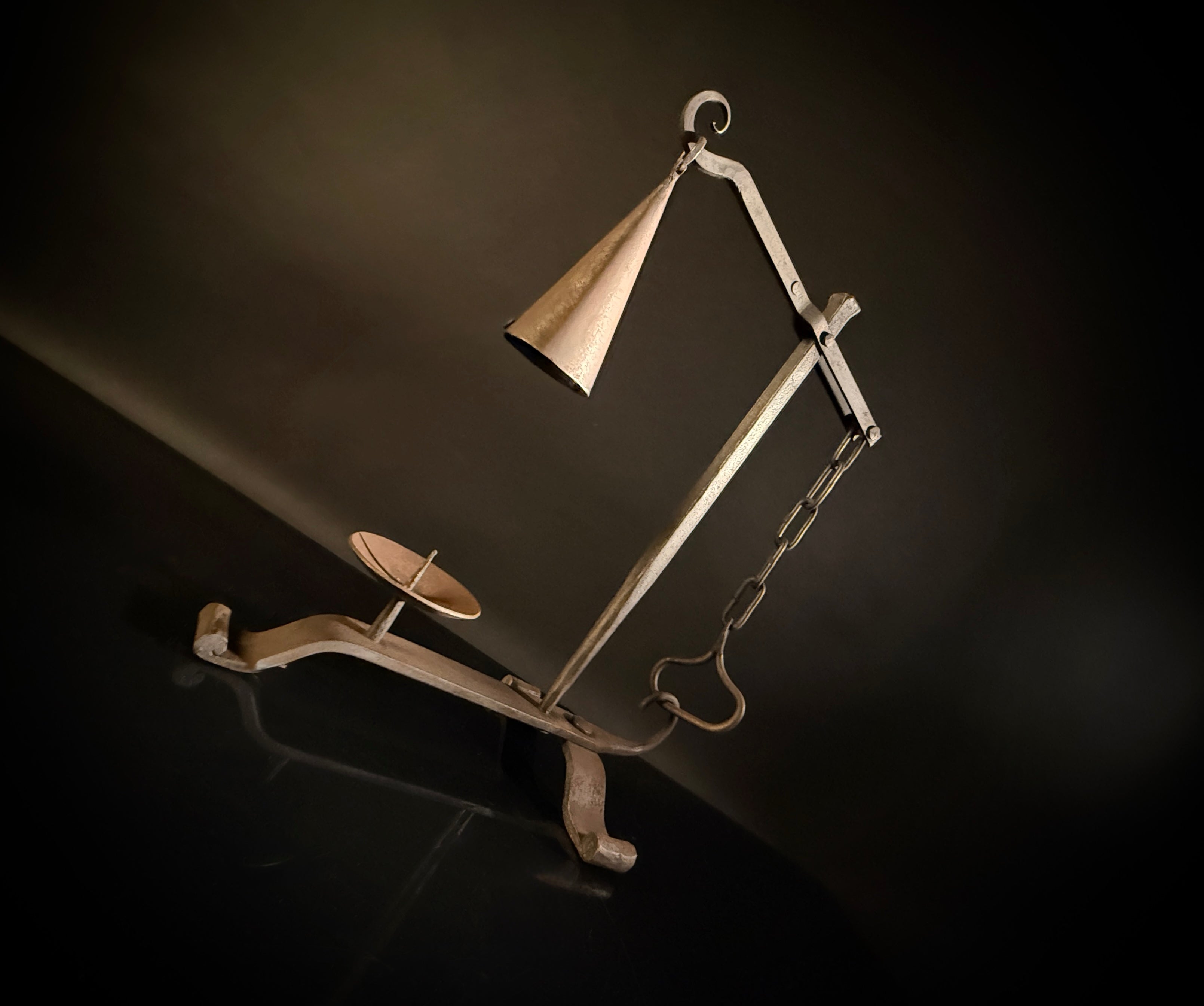 Wrought Iron Drop Snuffer Candle Holder – Lever Gravity Extinguisher, Antique Rustic Centerpiece