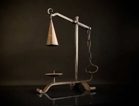 Wrought Iron Drop Snuffer Candle Holder – Lever Gravity Extinguisher, Antique Rustic Centerpiece