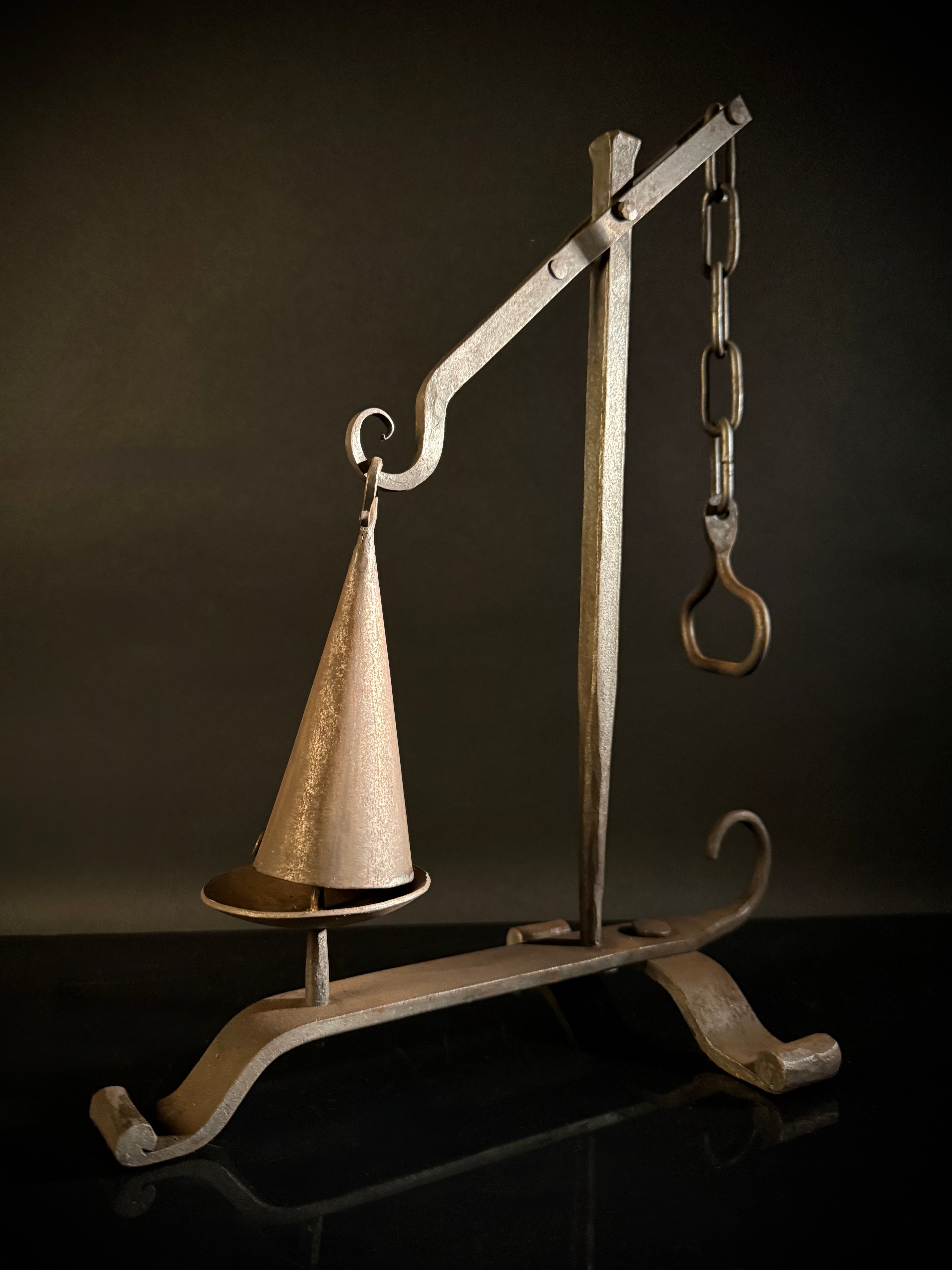 Wrought Iron Drop Snuffer Candle Holder – Lever Gravity Extinguisher, Antique Rustic Centerpiece