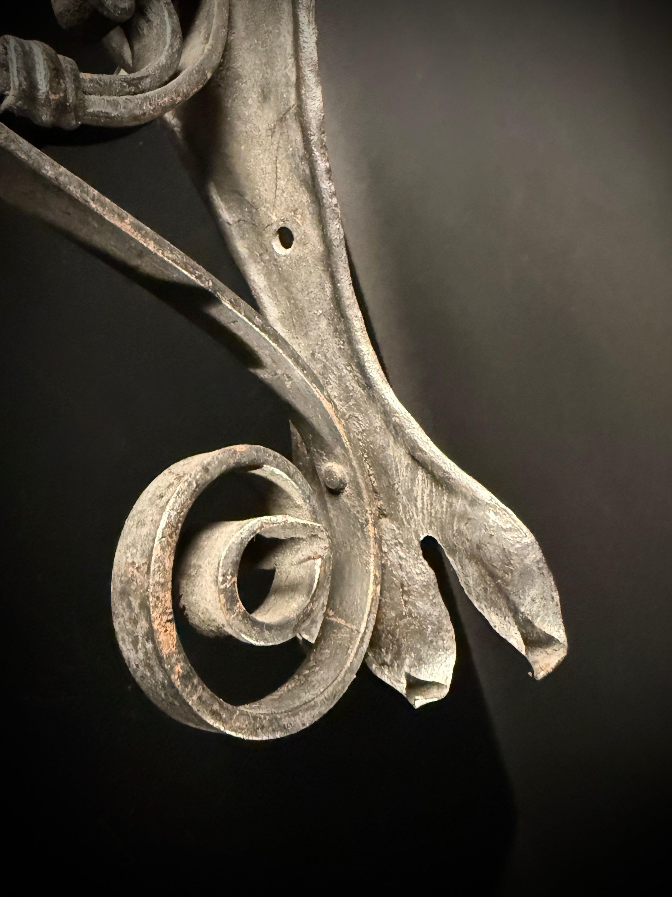 Pair of Wrought Iron Gothic Wall Sconces – Hand-Forged Medieval Electric Candle Lights, Rustic Castle Torch Style