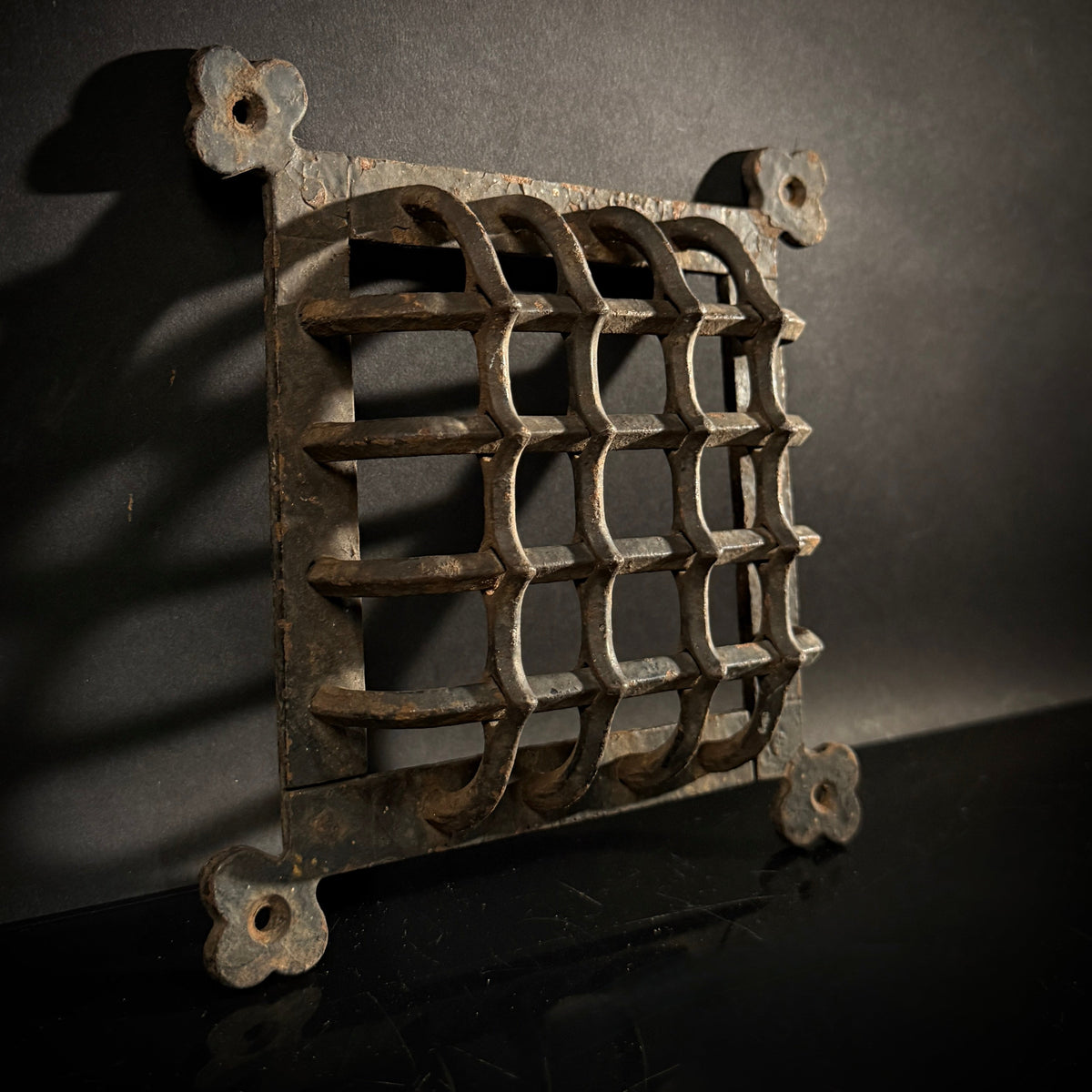 Hand Forged Wrought Iron Grille – Medieval Door Vent, Speakeasy Viewer, Decorative Rustic Iron Grid