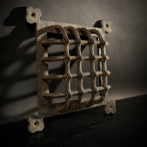 Hand Forged Wrought Iron Grille – Medieval Door Vent, Speakeasy Viewer, Decorative Rustic Iron Grid