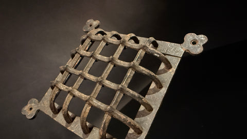 Hand Forged Wrought Iron Grille – Medieval Door Vent, Speakeasy Viewer, Decorative Rustic Iron Grid