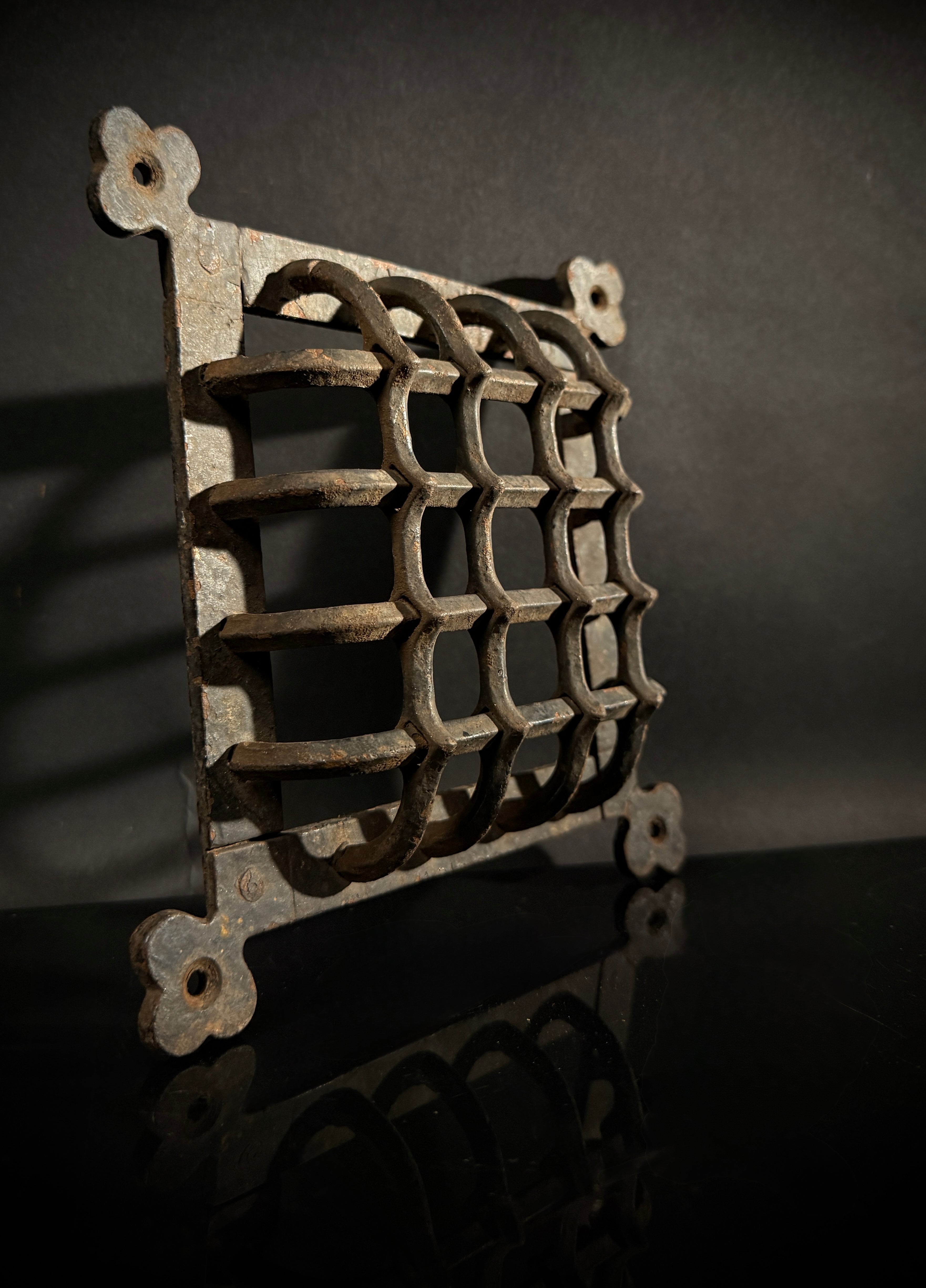 Hand Forged Wrought Iron Grille – Medieval Door Vent, Speakeasy Viewer, Decorative Rustic Iron Grid