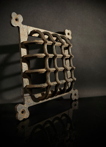Hand Forged Wrought Iron Grille – Medieval Door Vent, Speakeasy Viewer, Decorative Rustic Iron Grid