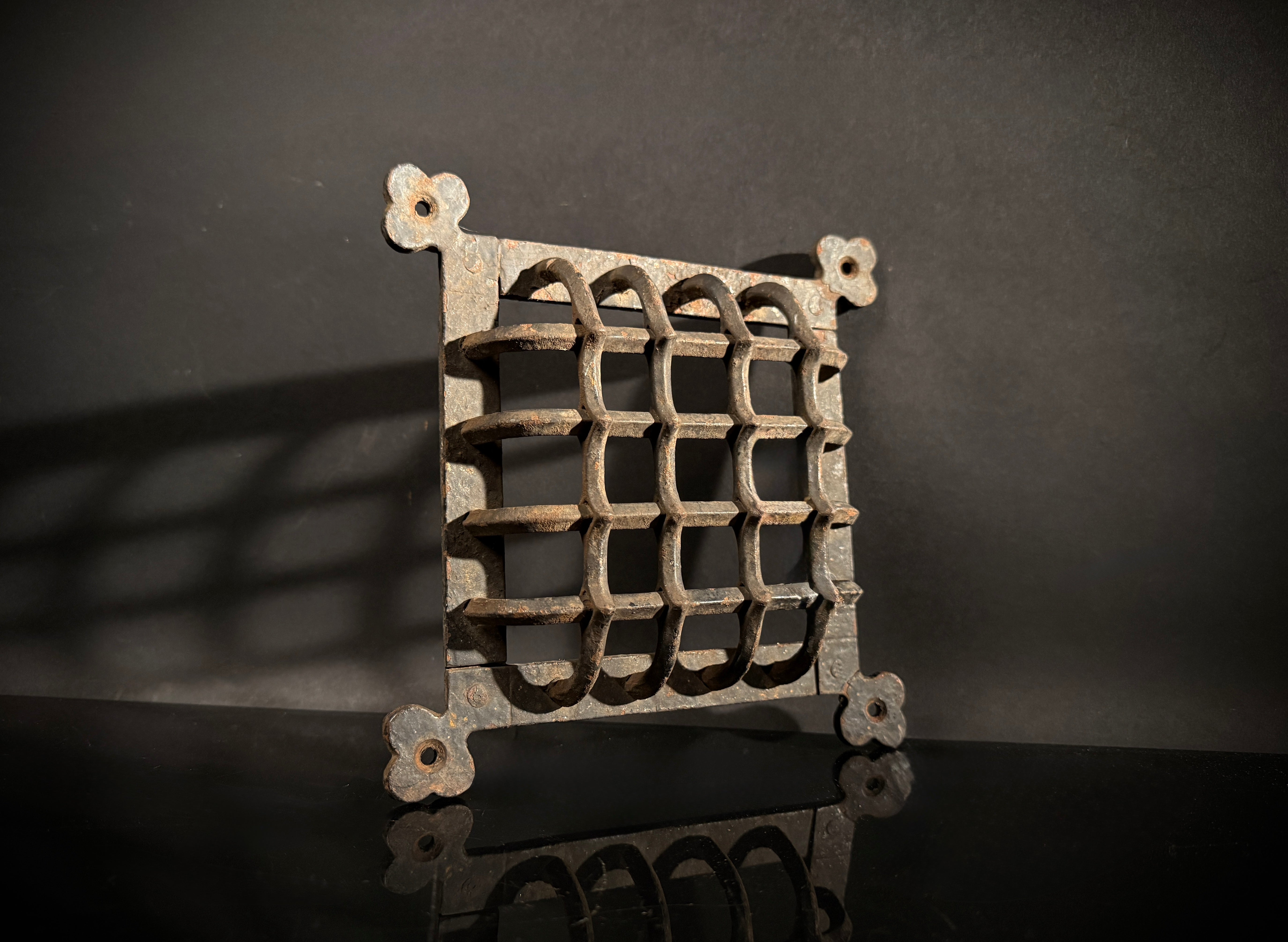 Hand Forged Wrought Iron Grille – Medieval Door Vent, Speakeasy Viewer, Decorative Rustic Iron Grid