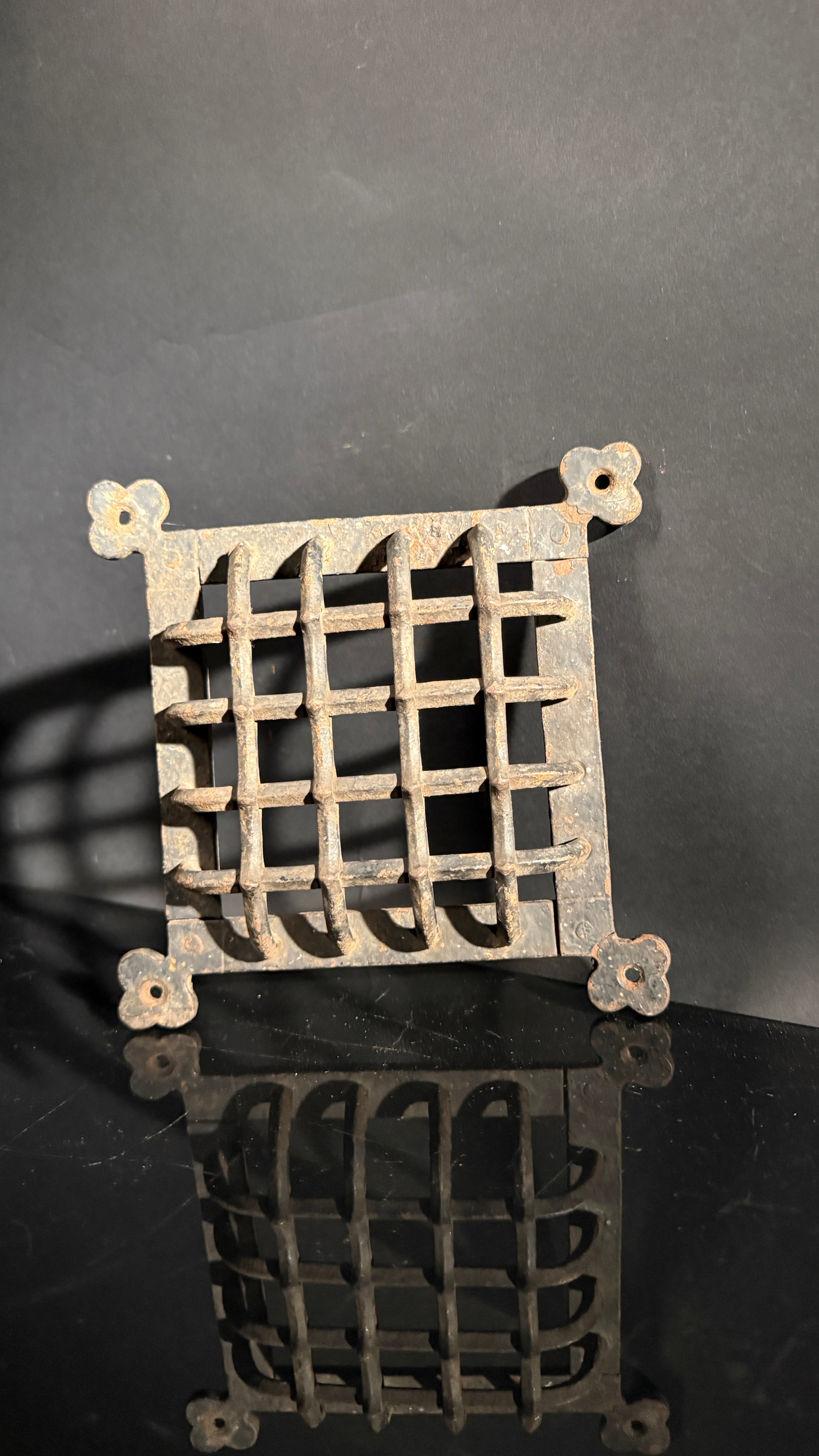 Hand Forged Wrought Iron Grille – Medieval Door Vent, Speakeasy Viewer, Decorative Rustic Iron Grid