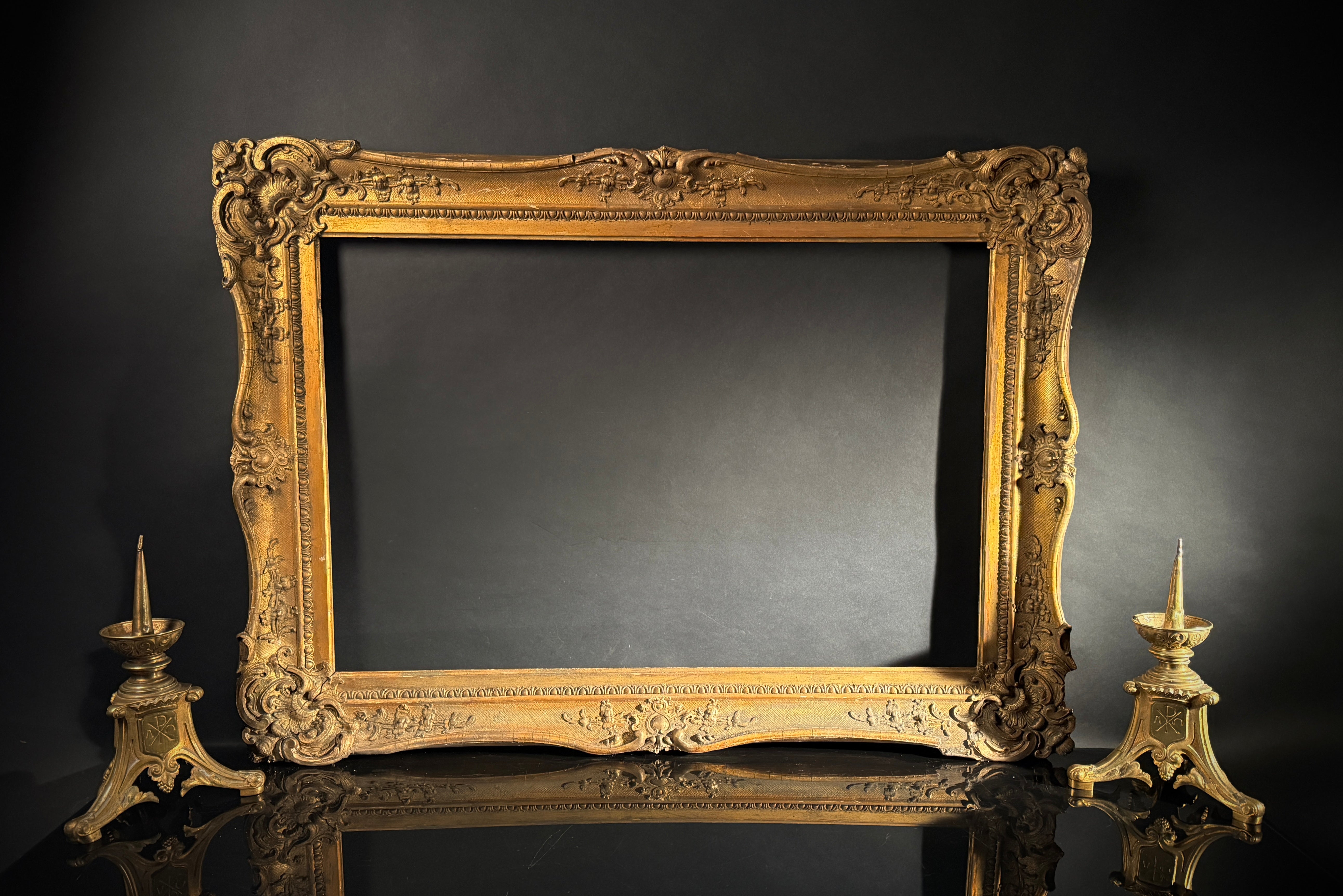 Extra Large Antique Gilt Picture Frame | 94x68cm | Ornate Corner Detail | Classic Wall Decor