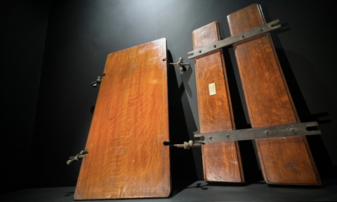 Antique/Vintage Wooden Trouser Press | Solid Oak with Metal Fittings | Antique Paragon Presser by Isaac Walton & Co.