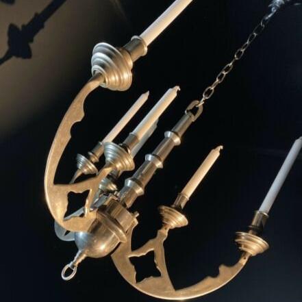 Large Antique Bronze Candle Chandelier | Gothic Design | 3-Arm Candle Light
