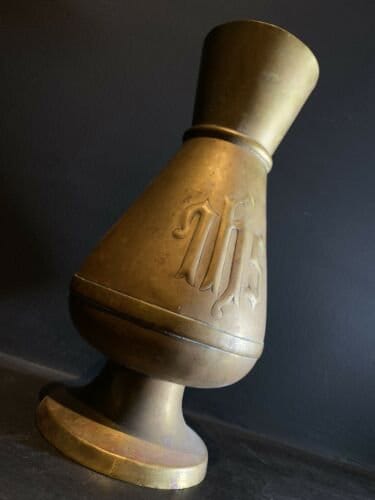 Characterful Antique Church / Altar Vase with JHS Inscription / Christogram