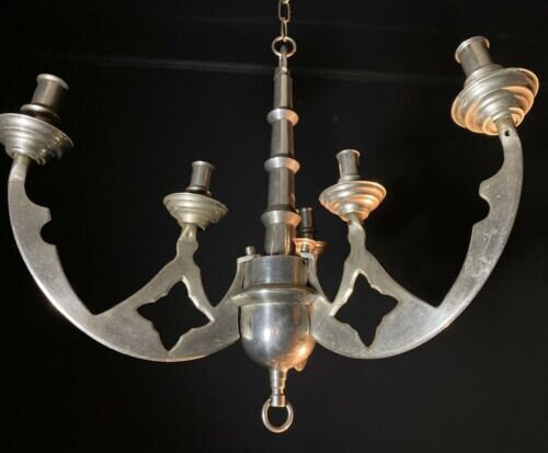Large Antique Bronze Candle Chandelier | Gothic Design | 3-Arm Candle Light