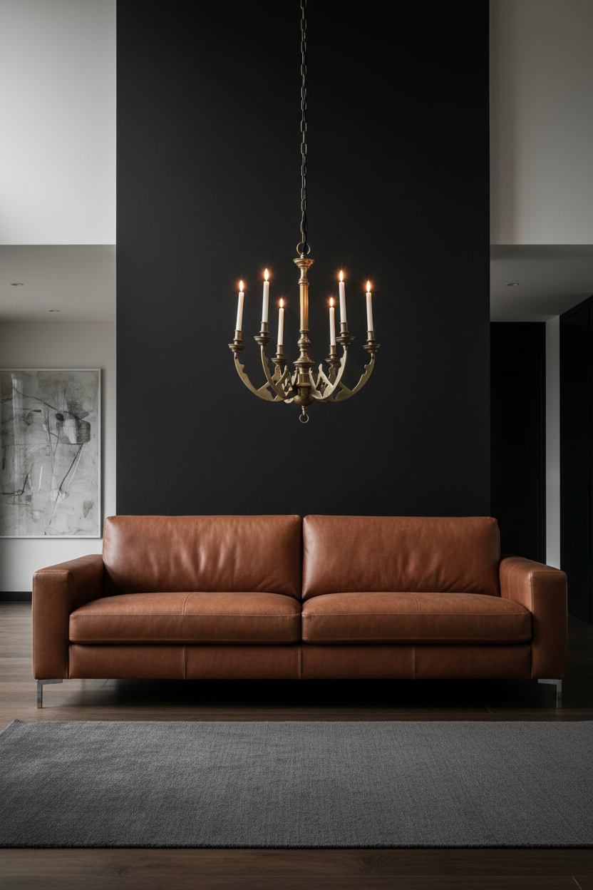 Large Antique Bronze Candle Chandelier | Gothic Design | 3-Arm Candle Light