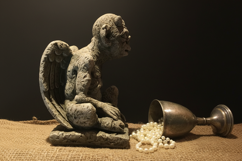 Gothic Stoneware Gargoyle Statue |  Garden or Home  |  Rustic Ornament