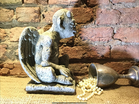 Gothic Stoneware Gargoyle Statue |  Garden or Home  |  Rustic Ornament