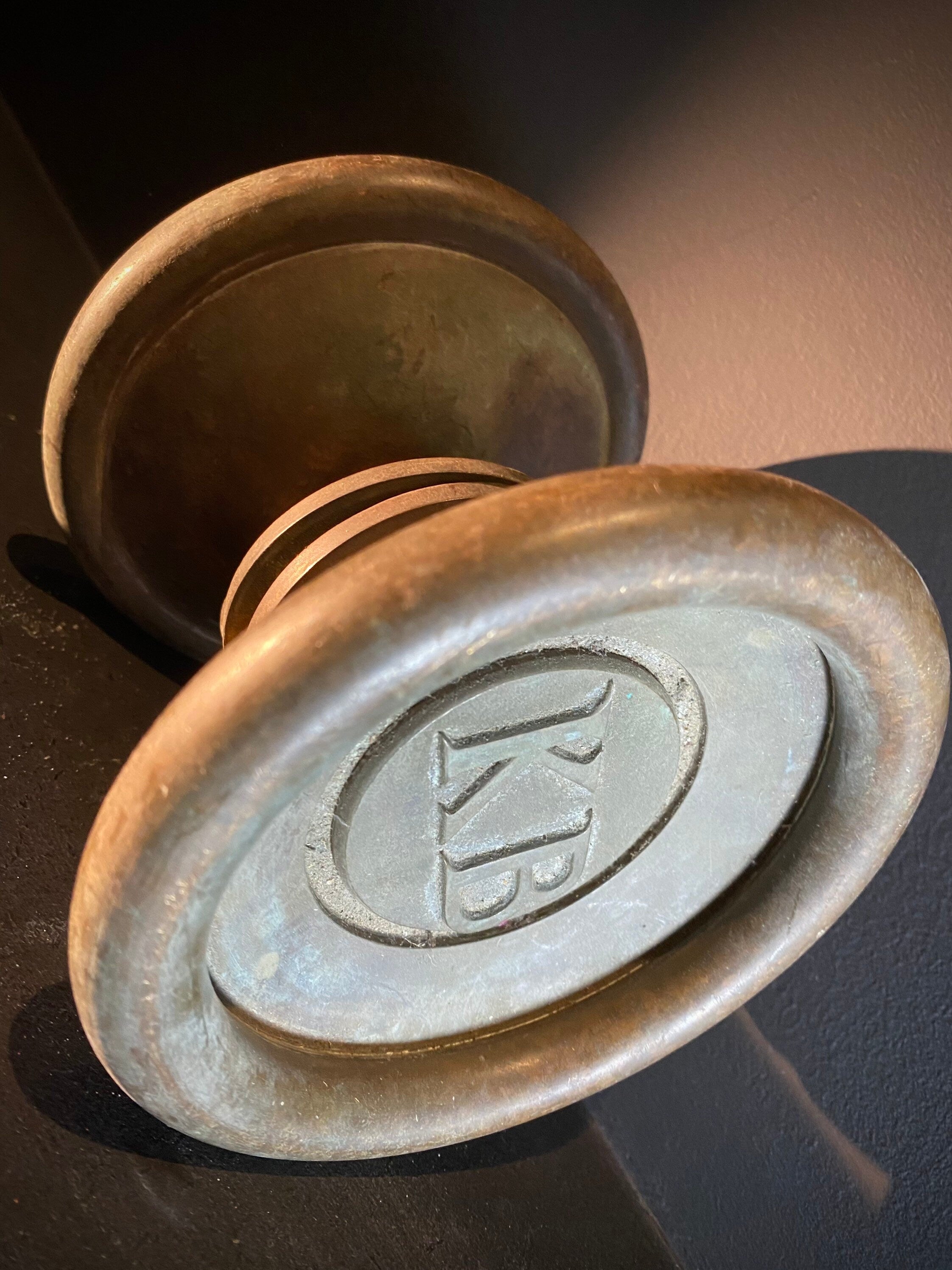 Pair of Salvaged Antique weighty Brass Door Handles