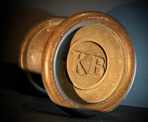 Pair of Salvaged Antique weighty Brass Door Handles