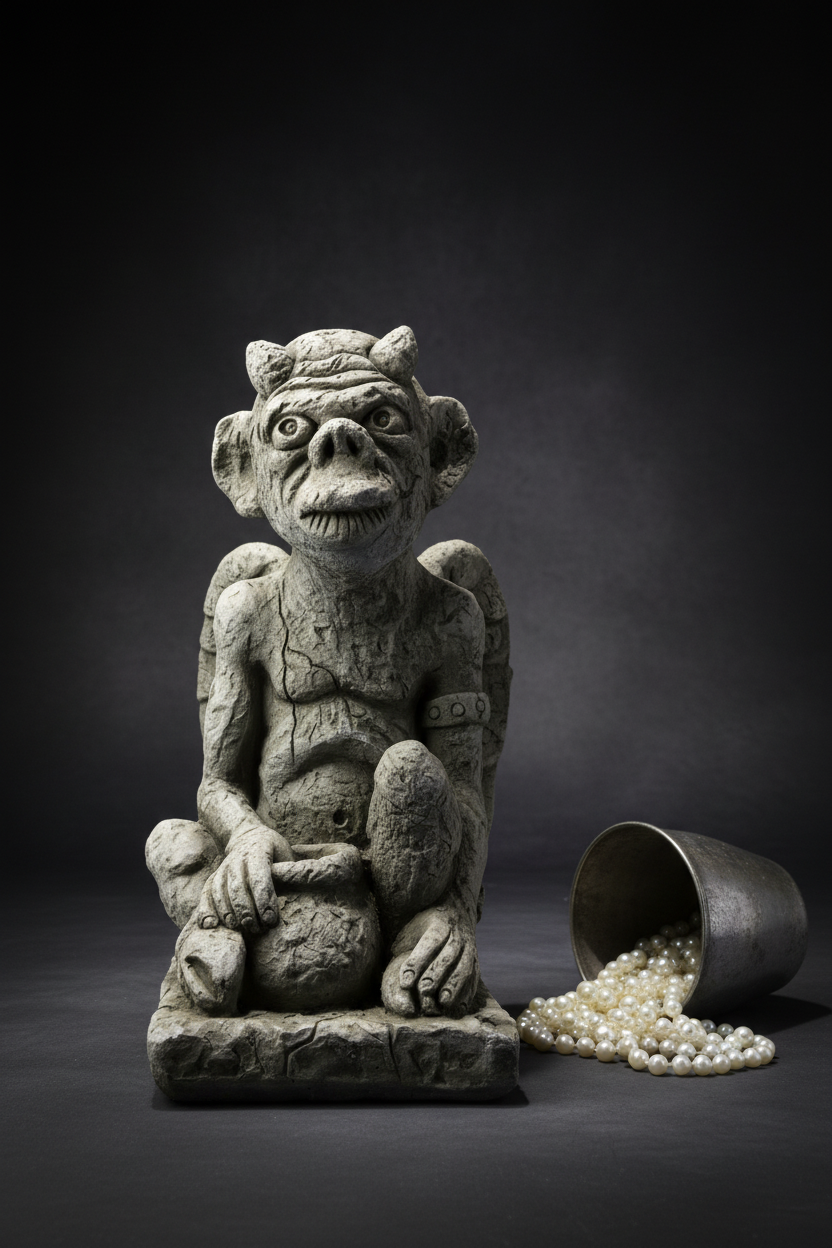 Gothic Stoneware Gargoyle Statue |  Garden or Home  |  Rustic Ornament