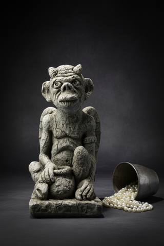 Gothic Stoneware Gargoyle Statue |  Garden or Home  |  Rustic Ornament
