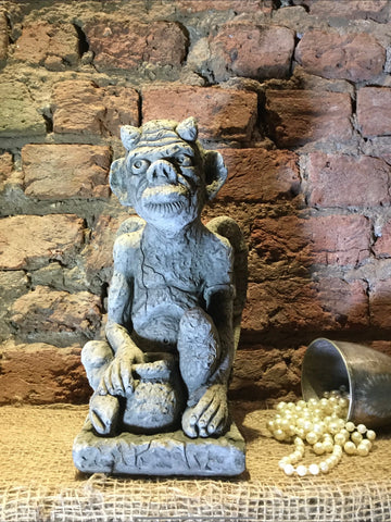 Gothic Stoneware Gargoyle Statue |  Garden or Home  |  Rustic Ornament