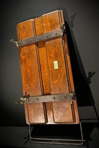 Antique/Vintage Wooden Trouser Press | Solid Oak with Metal Fittings | Antique Paragon Presser by Isaac Walton & Co.