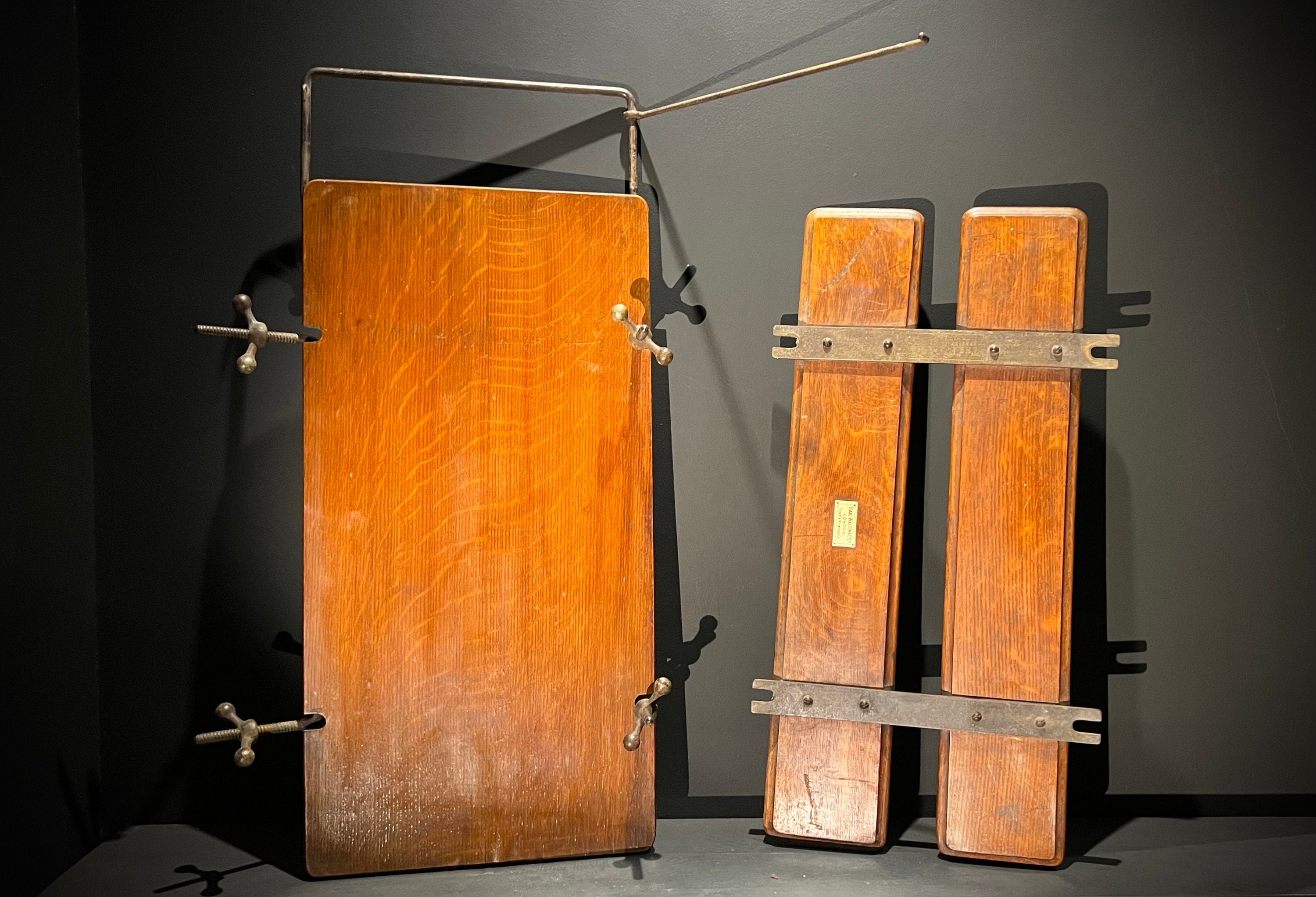 Antique/Vintage Wooden Trouser Press | Solid Oak with Metal Fittings | Antique Paragon Presser by Isaac Walton & Co.