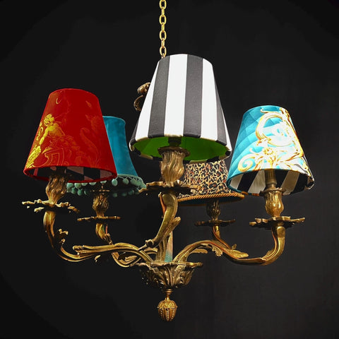 Large Antique Gilt Bronze Chandelier |  Weighty Hanging Baroque Ceiling Light