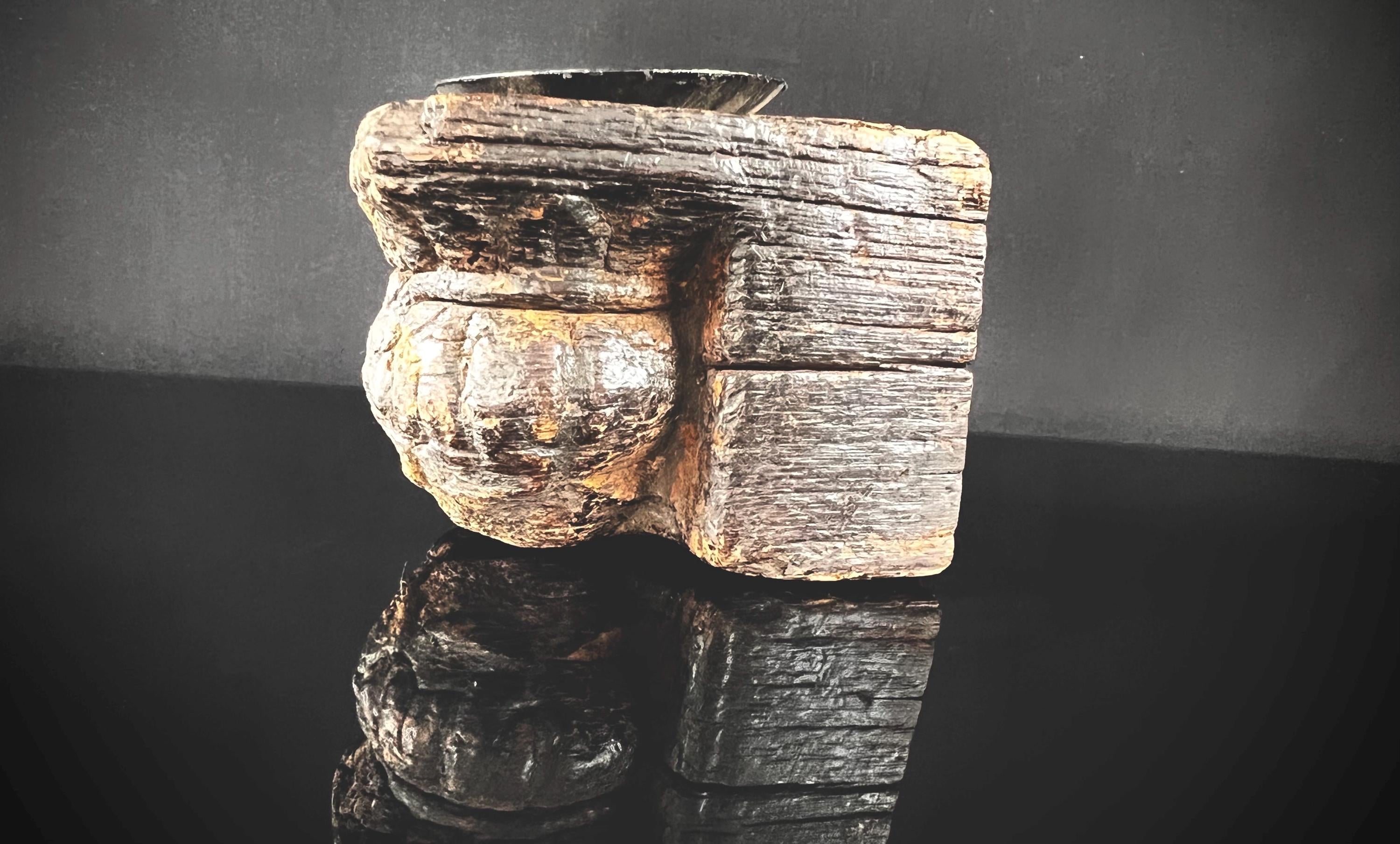 Historical Antique Architectural Indian Wood Candle Sconce
