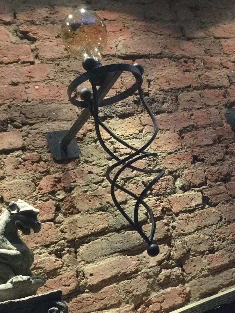 Extra Large Heavy Black Gothic Style Wrought Iron Wall Light / Giant Wall Sconce Rustic Gothic Home Décor (Black)