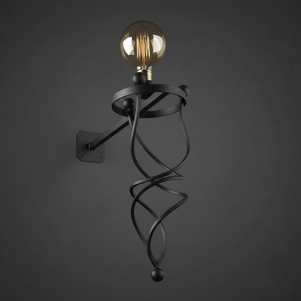 Extra Large Heavy Black Gothic Style Wrought Iron Wall Light / Giant Wall Sconce Rustic Gothic Home Décor (Black)