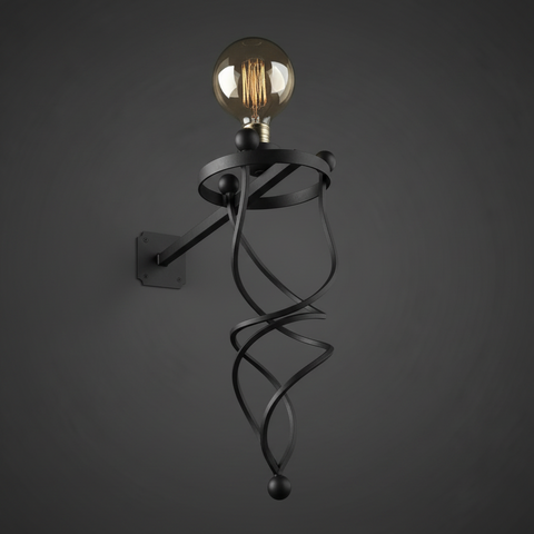 Extra Large Heavy Black Gothic Style Wrought Iron Wall Light / Giant Wall Sconce Rustic Gothic Home Décor (Black)
