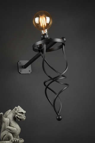 Extra Large Heavy Black Gothic Style Wrought Iron Wall Light / Giant Wall Sconce Rustic Gothic Home Décor (Black)
