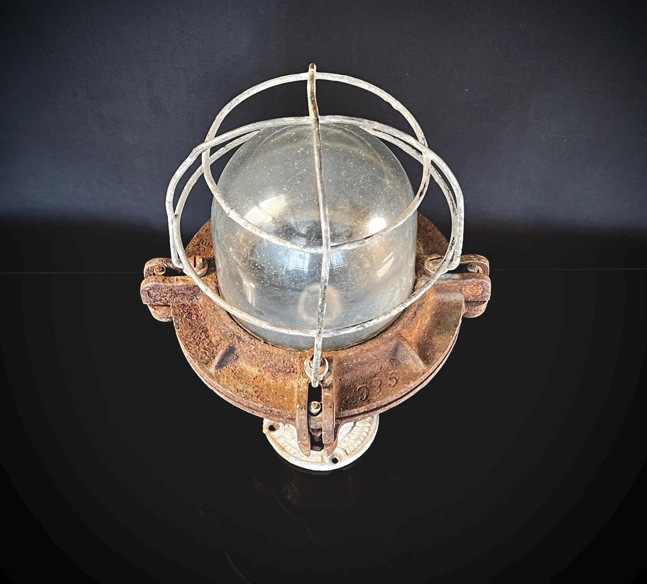 Vintage Bulk Head Industrial Cage Light (GEC) - Ceiling Light
