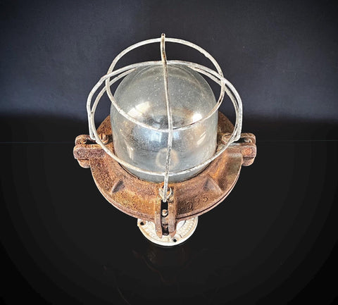Vintage Bulk Head Industrial Cage Light (GEC) - Ceiling Light