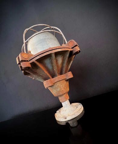 Vintage Bulk Head Industrial Cage Light (GEC) - Ceiling Light