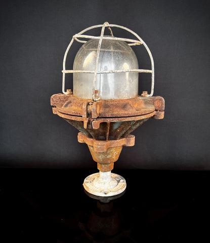 Vintage Bulk Head Industrial Cage Light (GEC) - Ceiling Light
